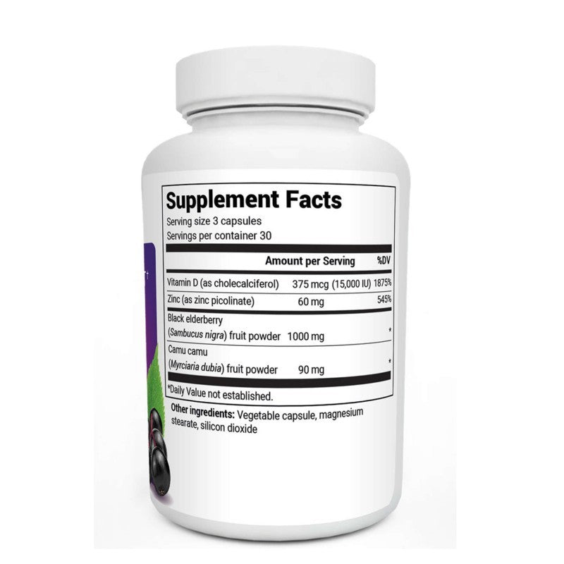 Advanced Immune Support with Elderberry – 1000 mg of Black Elderberry with Vitamin D3 & Zinc