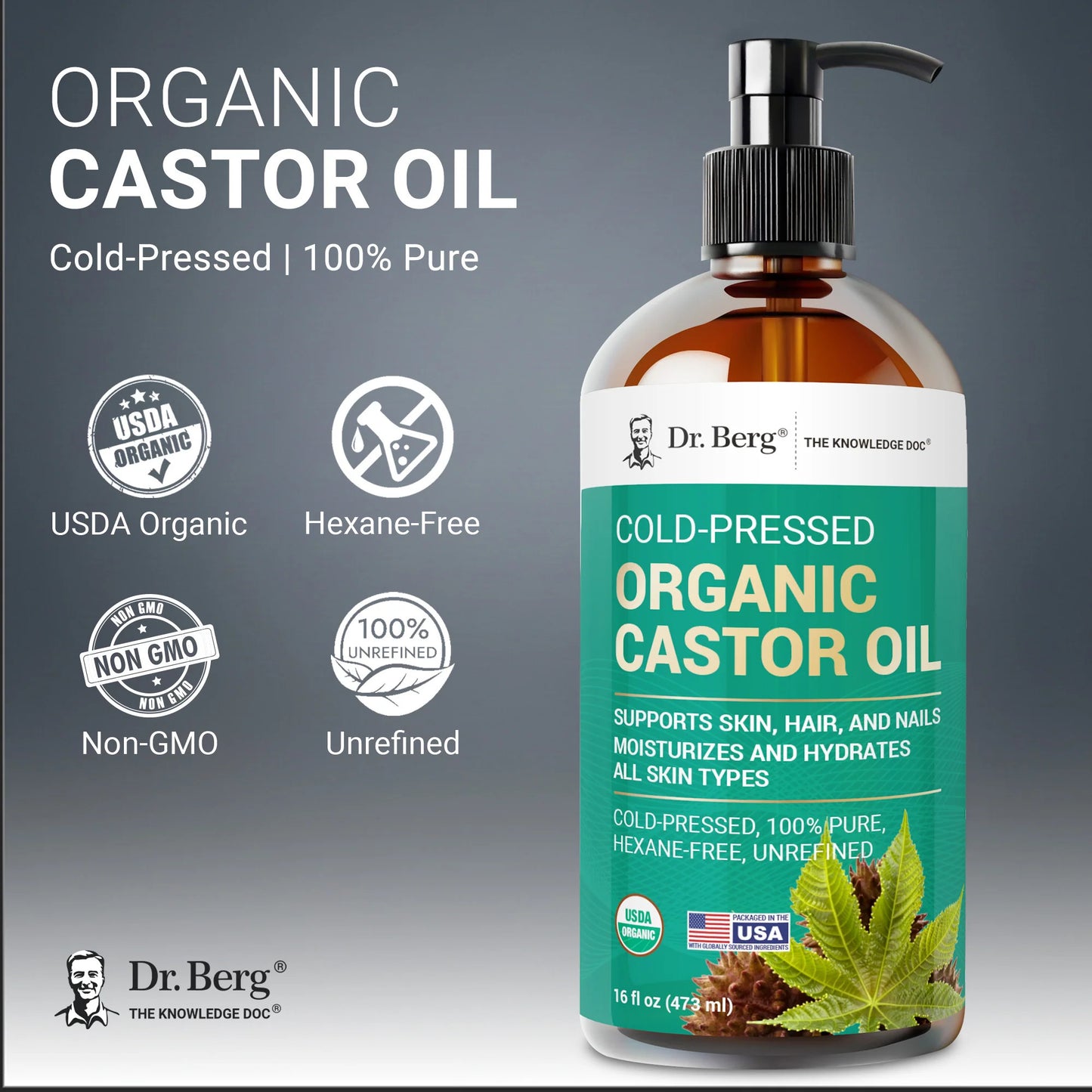 Organic Castor Oil – Cold-Pressed, Pure, Hexane-Free