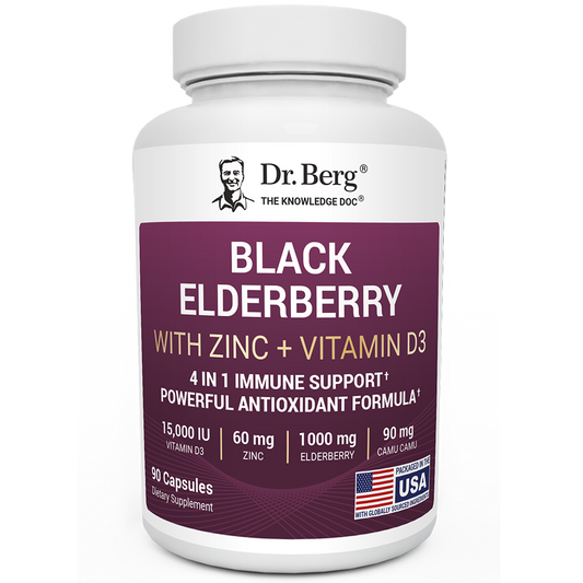 Advanced Immune Support – 1000 mg Black Elderberry with Vitamin D3 & Zinc – 90 Vegetable Capsules