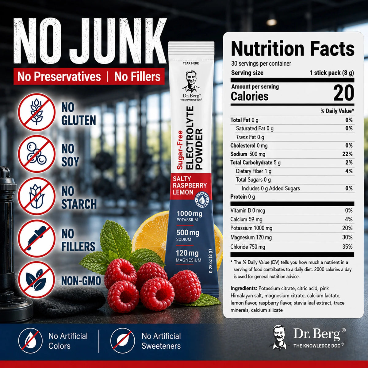 Electrolyte Powder Salty Raspberry Lemon
