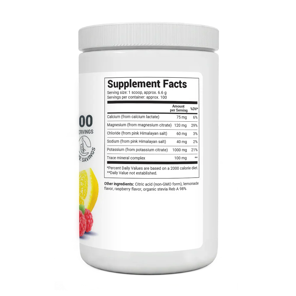Electrolyte Powder Raspberry & Lemon Natural Flavor 100 Servings