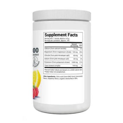 Electrolyte Powder Raspberry & Lemon Natural Flavor 100 Servings